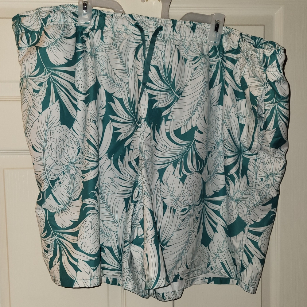 Old Navy Teal and White Swim Trunks